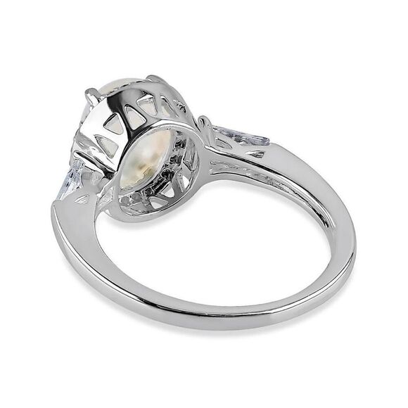 Sterling Silver Oval Mother of Pearl CZ Ring New - Picture 4 of 4